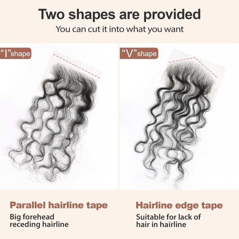 EMMOR HD Lace Edges Stripes Baby Hair for Women Invisible Virgin Human Hair Reusable Natural Black Curly 2pcs - Image 3